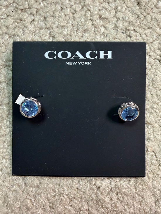 Coach Jewelry - NEW!! Women’s Coach Silver-Tone Stud Earrings with Blue Crystals